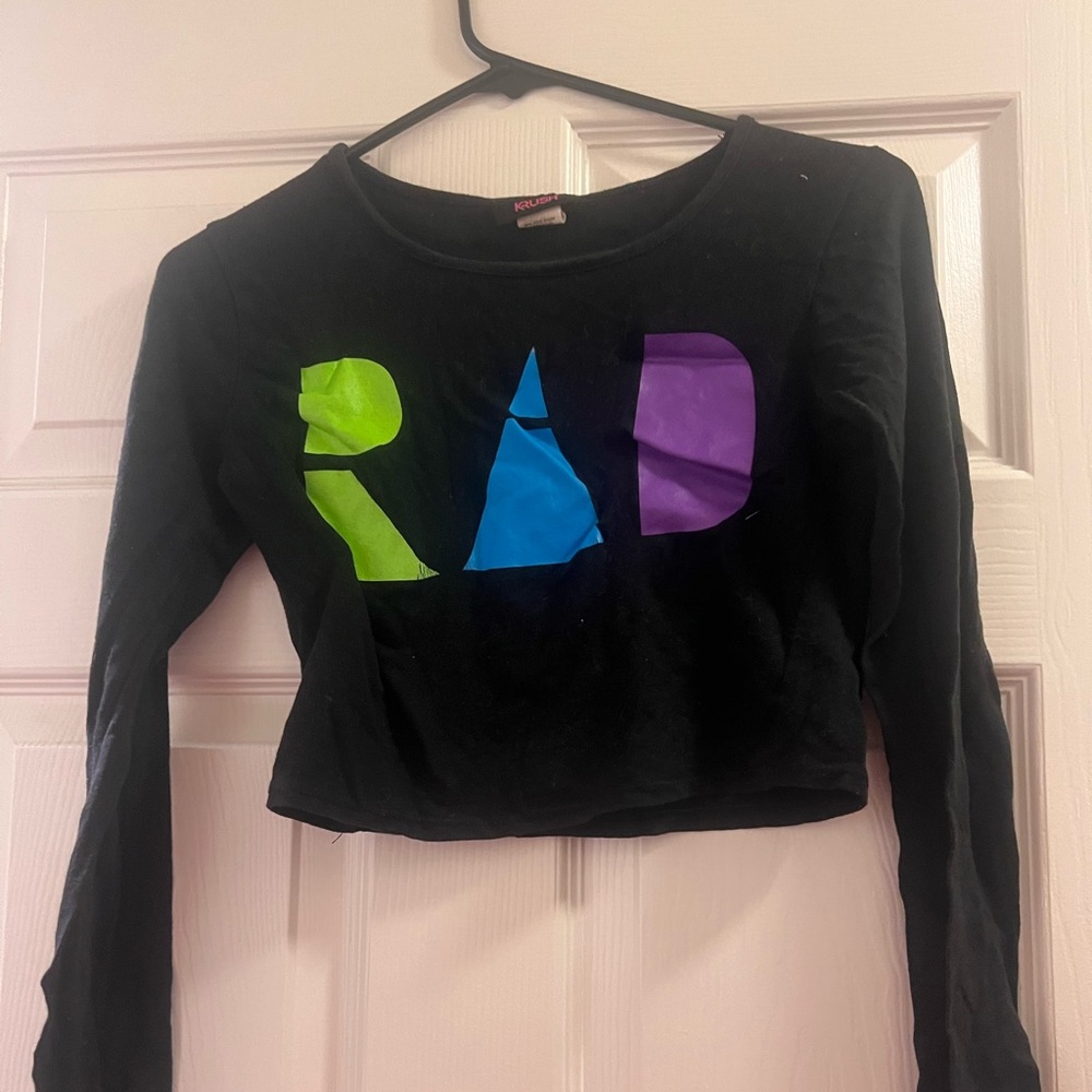 Black Long Sleeve Crop Top RAD Graphic